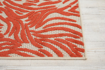 3' X 4' Orange And Ivory Abstract Indoor Outdoor Area Rug