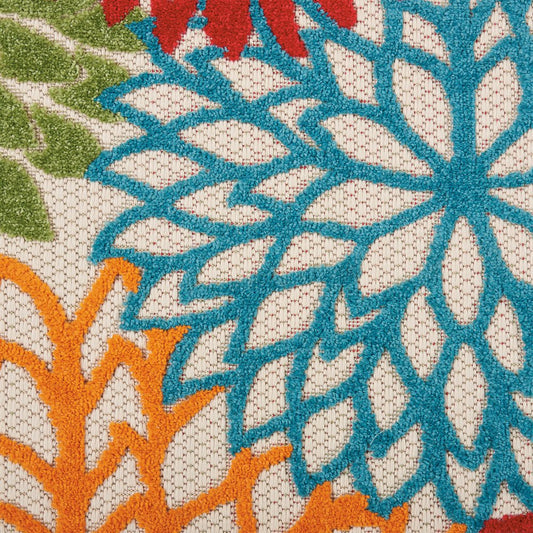 8' Green And Ivory Indoor Outdoor Area Rug