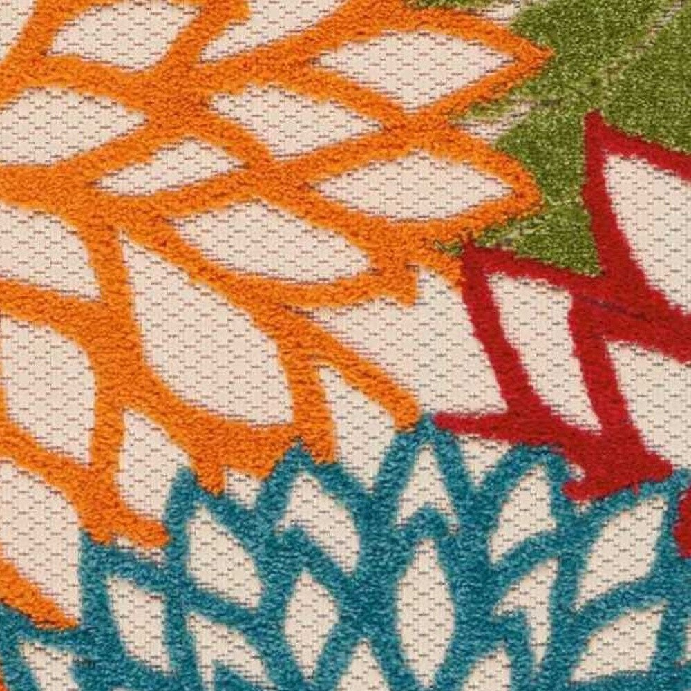 8' Green And Ivory Indoor Outdoor Area Rug