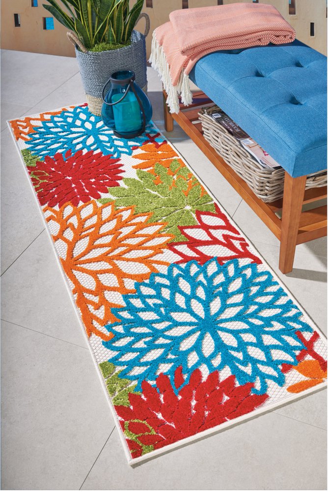 8' Green And Ivory Indoor Outdoor Area Rug