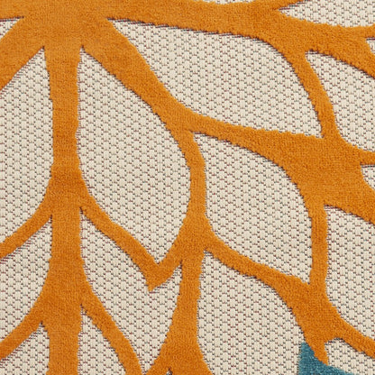 4' X 6' Green And Ivory Floral Indoor Outdoor Area Rug