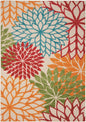 4' X 6' Green And Ivory Floral Indoor Outdoor Area Rug