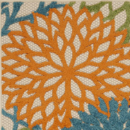10' Ivory And Blue Indoor Outdoor Area Rug