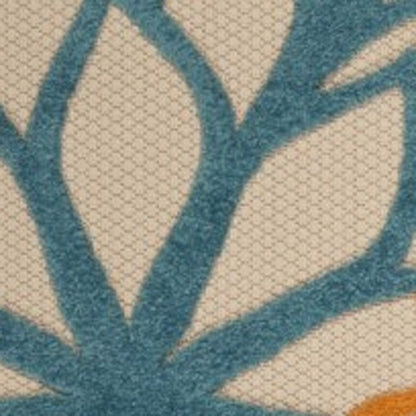 3' X 4' Ivory And Blue Indoor Outdoor Area Rug
