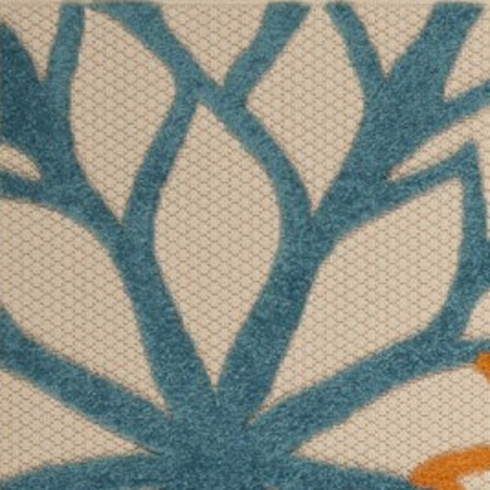 3' X 4' Ivory And Blue Indoor Outdoor Area Rug