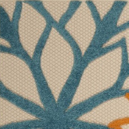 3' X 4' Ivory And Blue Indoor Outdoor Area Rug