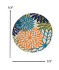 5' Ivory And Blue Round Indoor Outdoor Area Rug