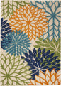 7' X 10' Ivory And Blue Floral Indoor Outdoor Area Rug