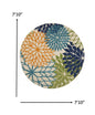 5' Ivory And Blue Round Indoor Outdoor Area Rug