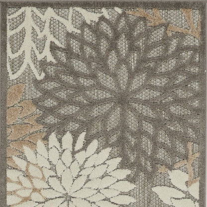 10' Gray And Ivory Indoor Outdoor Area Rug