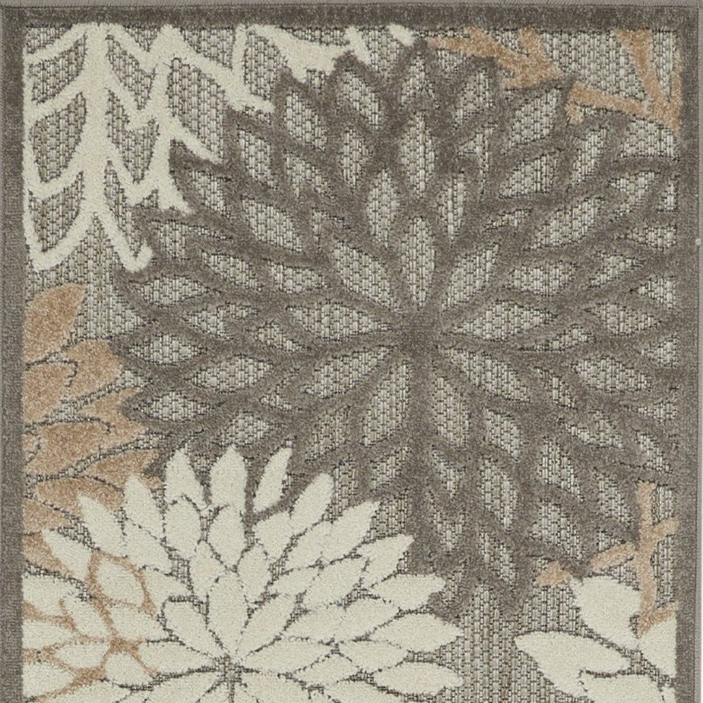 5' X 8' Gray And Ivory Floral Indoor Outdoor Area Rug