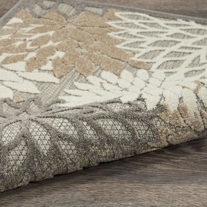 10' Gray And Ivory Indoor Outdoor Area Rug