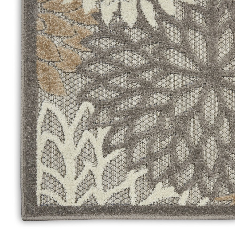 10' Gray And Ivory Indoor Outdoor Area Rug
