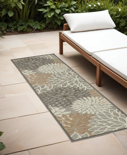 8' Gray And Ivory Indoor Outdoor Area Rug