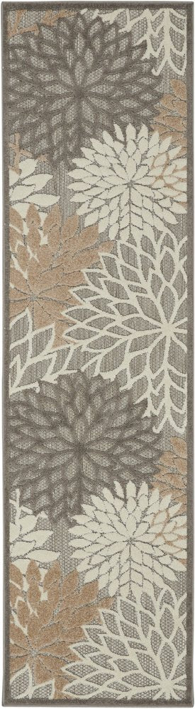 5' X 8' Gray And Ivory Floral Indoor Outdoor Area Rug