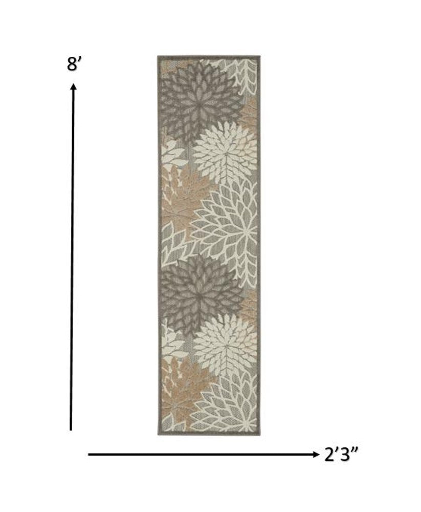 10' Gray And Ivory Indoor Outdoor Area Rug