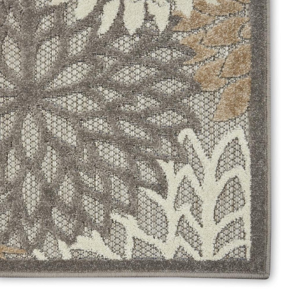 10' Gray And Ivory Indoor Outdoor Area Rug