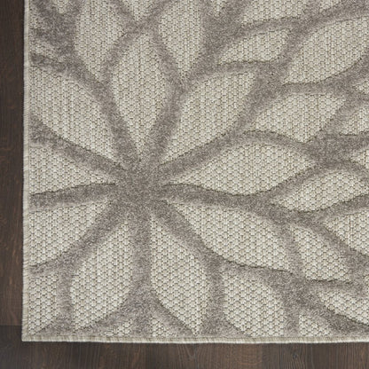 5' X 8' Gray Floral Indoor Outdoor Area Rug