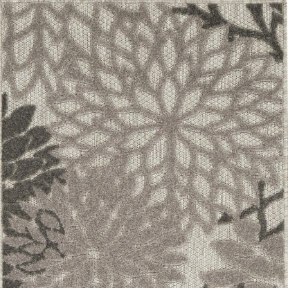 5' X 8' Gray Floral Indoor Outdoor Area Rug