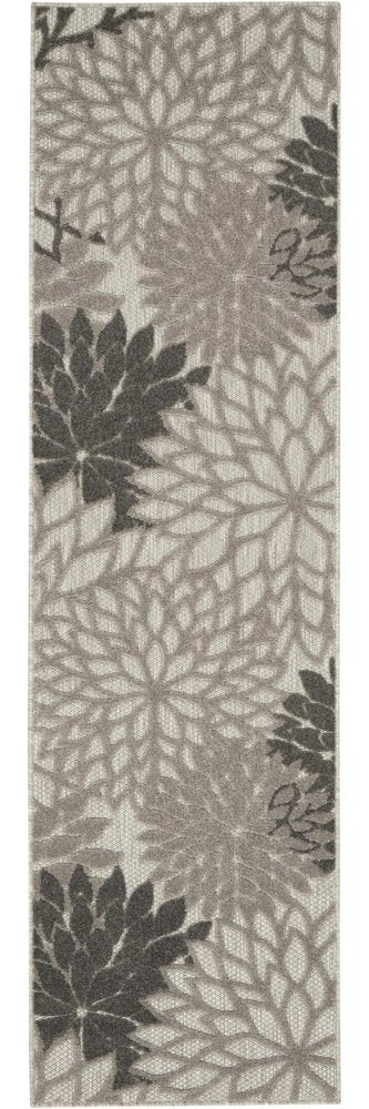 5' X 8' Gray Floral Indoor Outdoor Area Rug