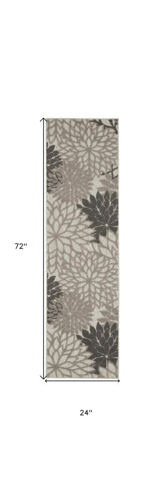 5' X 8' Gray Floral Indoor Outdoor Area Rug