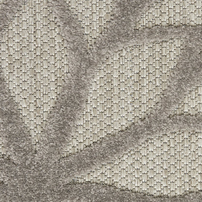 5' X 8' Gray Floral Indoor Outdoor Area Rug