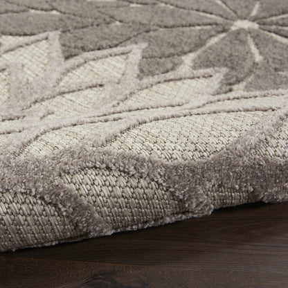 5' X 8' Gray Floral Indoor Outdoor Area Rug