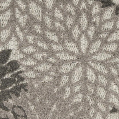 5' X 8' Gray Floral Indoor Outdoor Area Rug