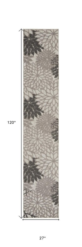 5' X 8' Gray Floral Indoor Outdoor Area Rug