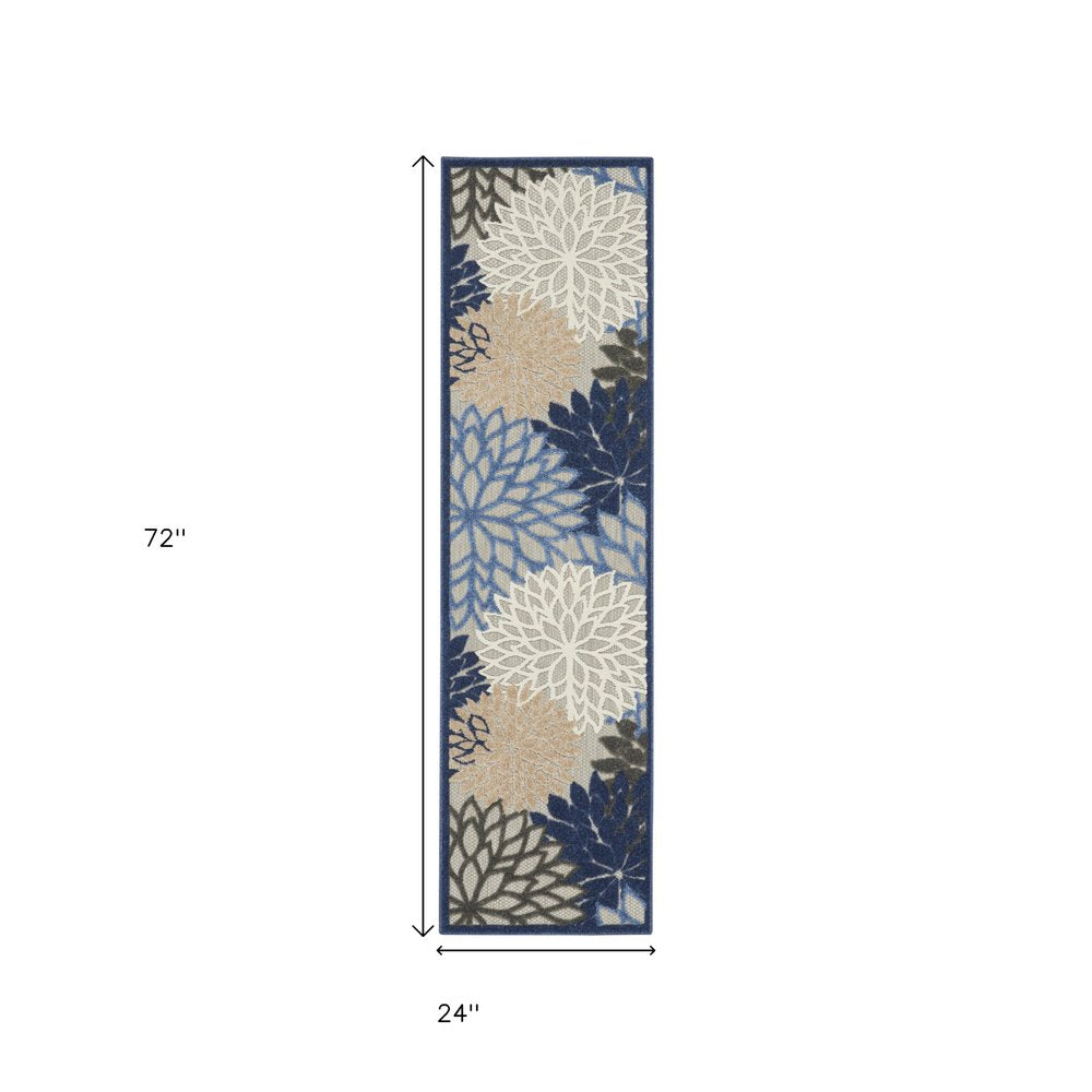 6' Blue And Gray Indoor Outdoor Area Rug
