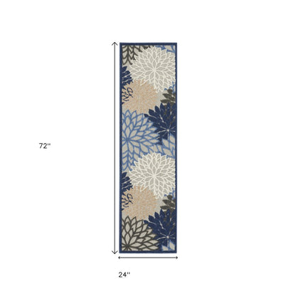 6' Blue And Gray Indoor Outdoor Area Rug
