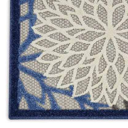 6' Blue And Gray Indoor Outdoor Area Rug