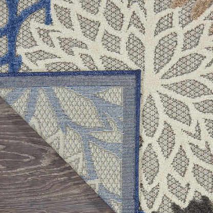 6' Blue And Gray Indoor Outdoor Area Rug