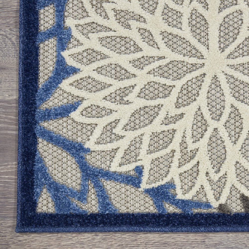 6' Blue And Gray Indoor Outdoor Area Rug