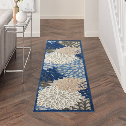 6' Blue And Gray Indoor Outdoor Area Rug