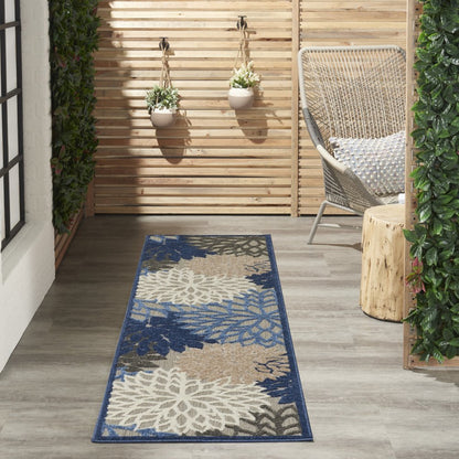 6' Blue And Gray Indoor Outdoor Area Rug