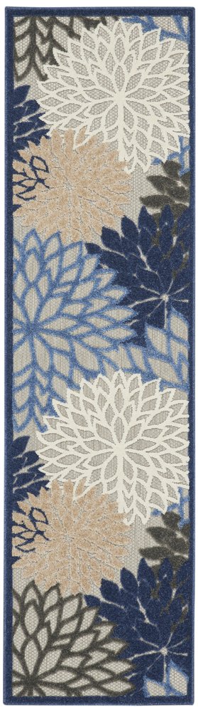 6' Blue And Gray Indoor Outdoor Area Rug