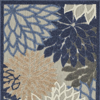 4' X 6' Blue And Gray Indoor Outdoor Area Rug