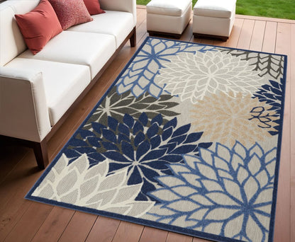 3' X 4' Blue And Gray Indoor Outdoor Area Rug