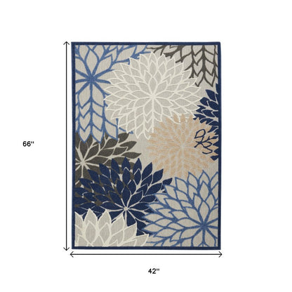 3' X 4' Blue And Gray Indoor Outdoor Area Rug