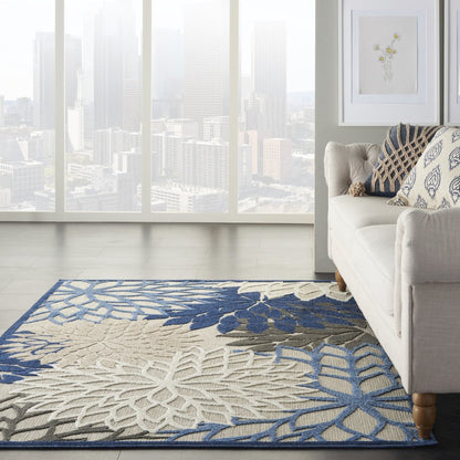 3' X 4' Blue And Gray Indoor Outdoor Area Rug