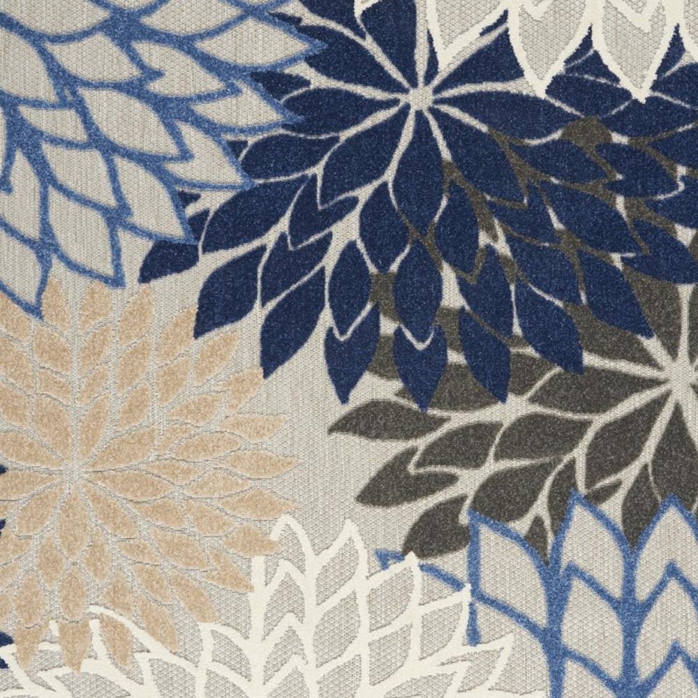 5' X 8' Blue And Gray Floral Indoor Outdoor Area Rug