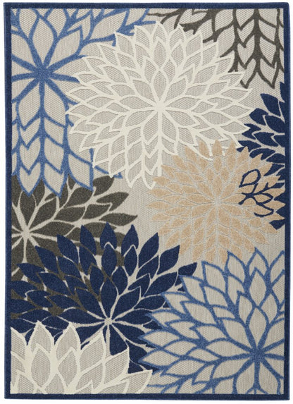 3' X 4' Blue And Gray Indoor Outdoor Area Rug