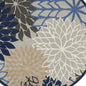 5' Blue And Gray Round Indoor Outdoor Area Rug