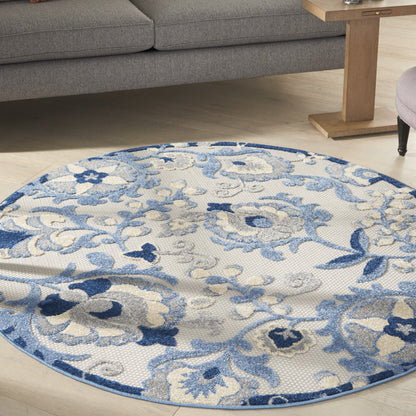7' X 10' Blue And Gray Indoor Outdoor Area Rug