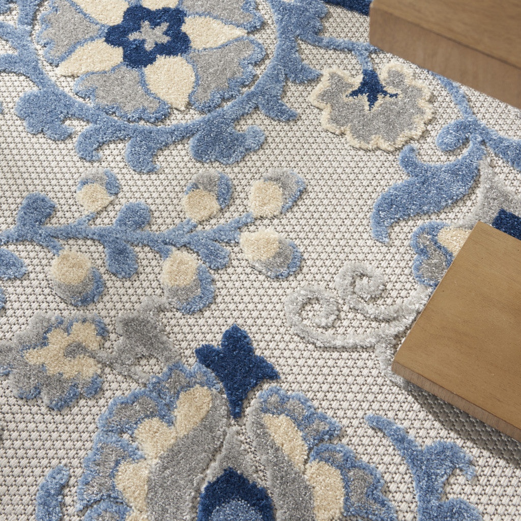7' X 10' Blue And Gray Indoor Outdoor Area Rug