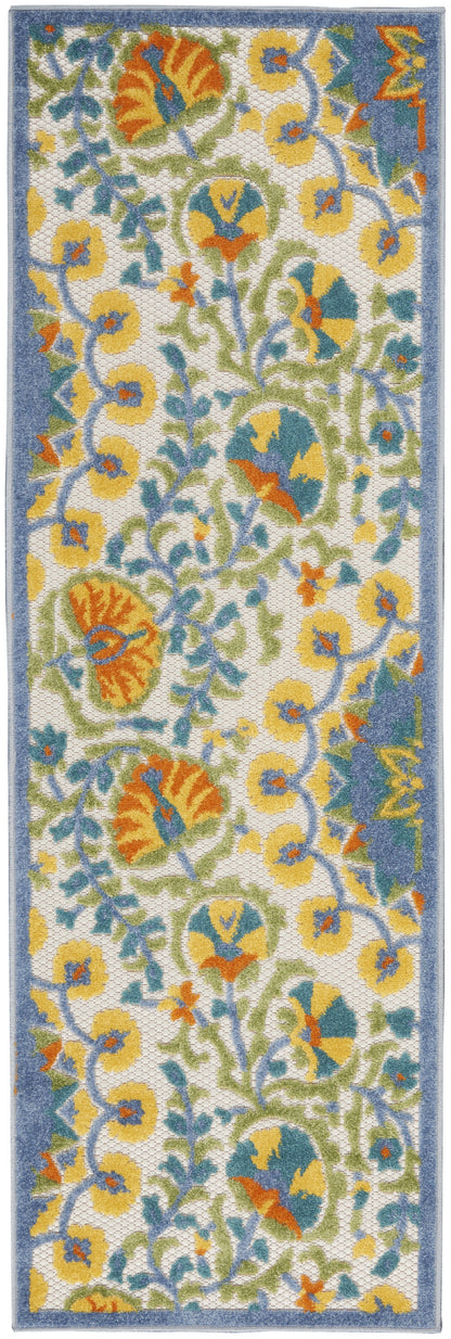 7' X 10' Blue And Gray Indoor Outdoor Area Rug
