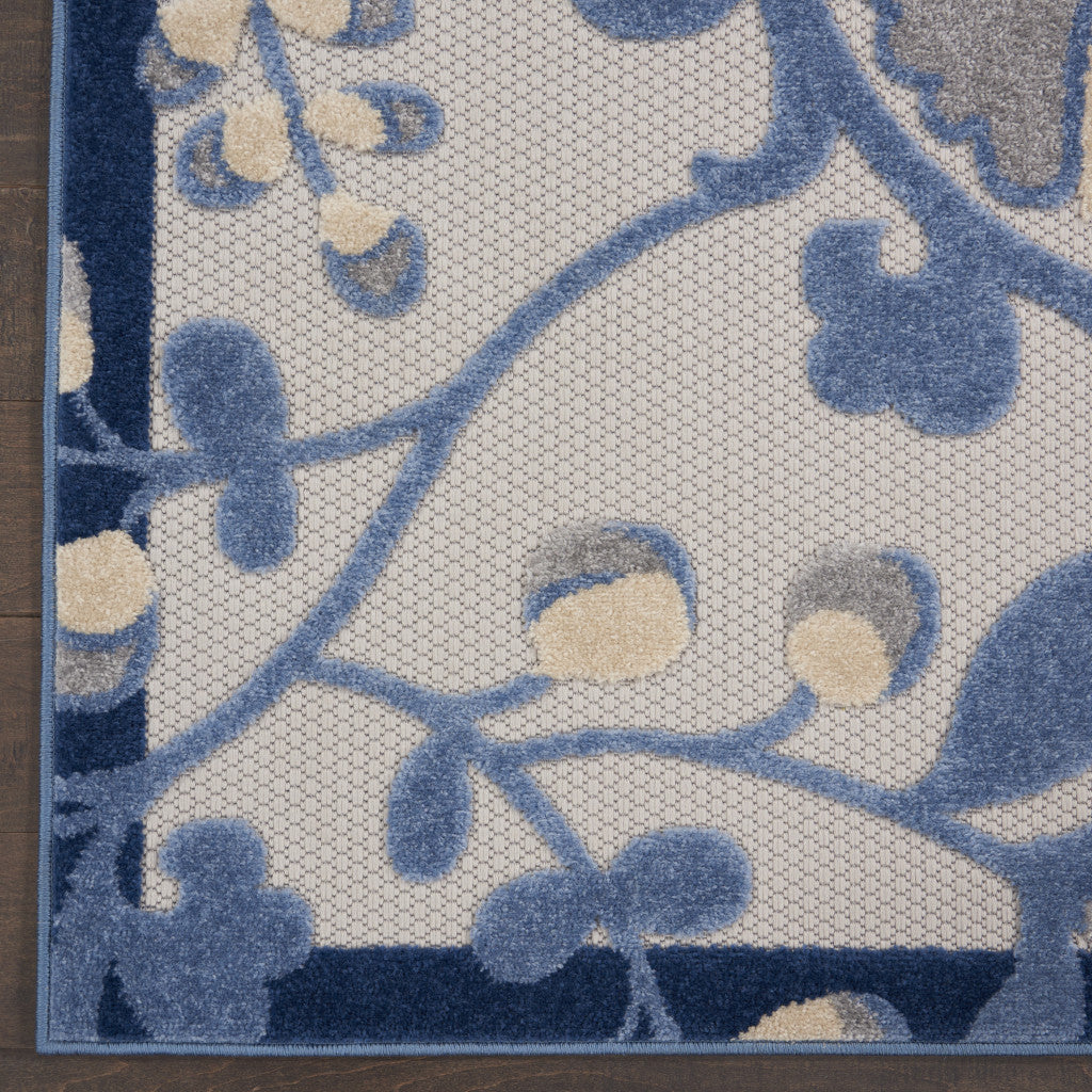 7' X 10' Blue And Gray Indoor Outdoor Area Rug