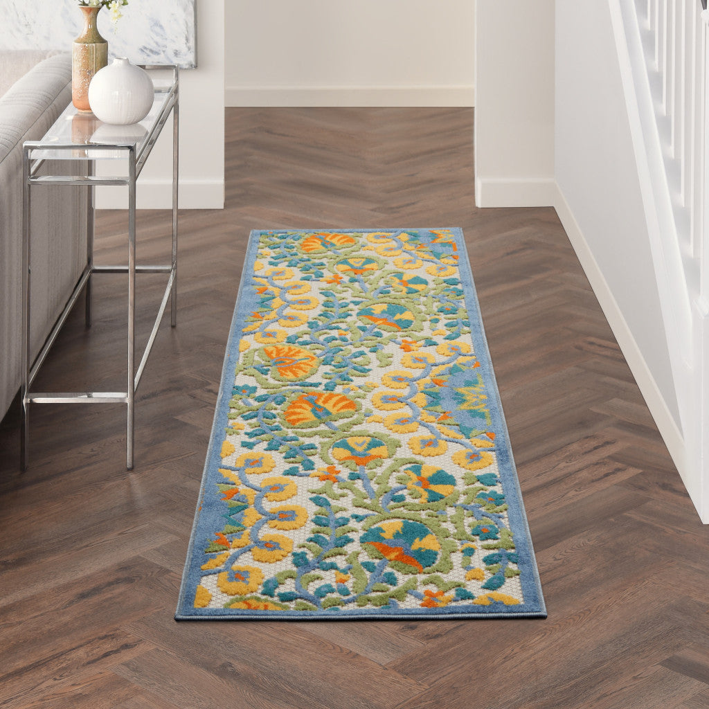 7' X 10' Blue And Gray Indoor Outdoor Area Rug
