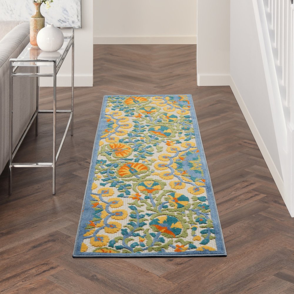 7' X 10' Blue And Gray Indoor Outdoor Area Rug
